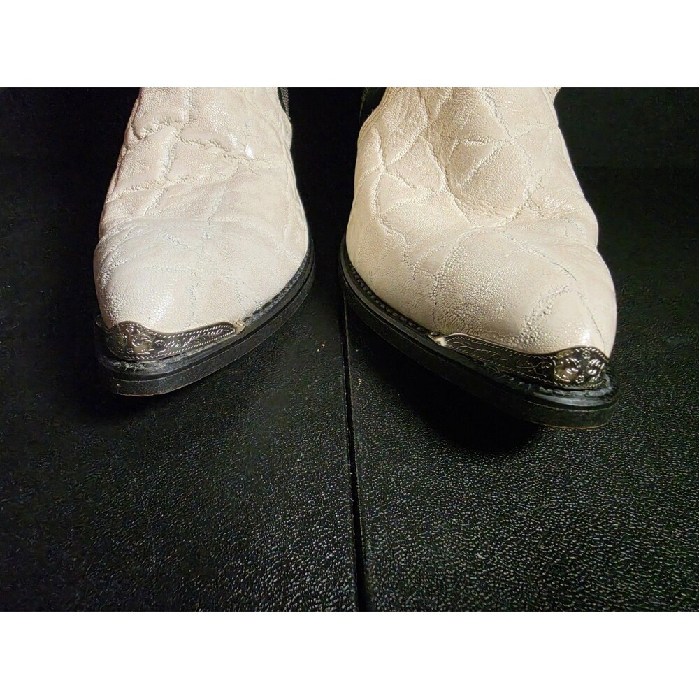 Vintage Texas Cowboy Boots Mens 9 EE USA Made Black Ivory Leather Western - Picture 15 of 15